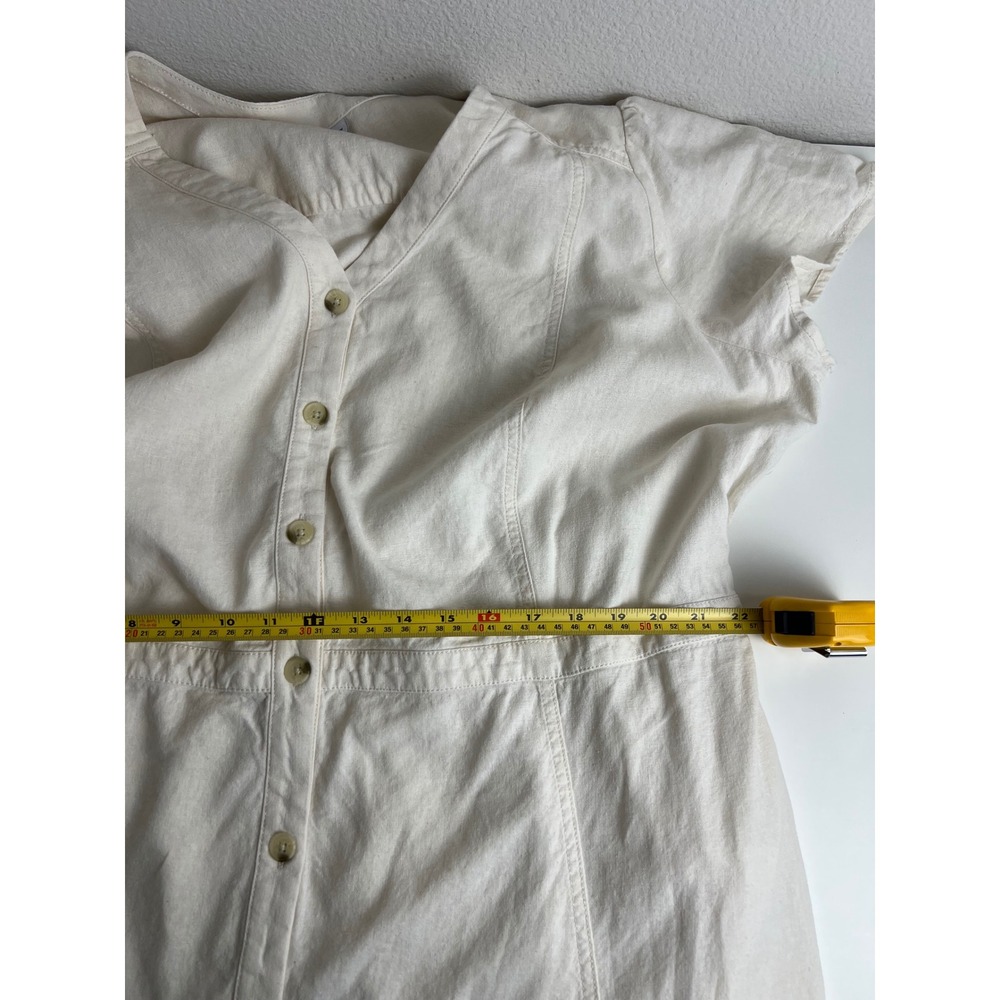 Old Navy 3X Linen Blend Button Front Dress Ivory Short Sleeve Romantic Prairie - Picture 5 of 7